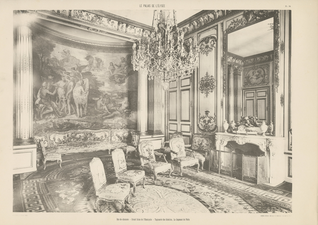 Photographie du grand Salon de l'Hémicycle, actuel salon Pompadour, vers 1900