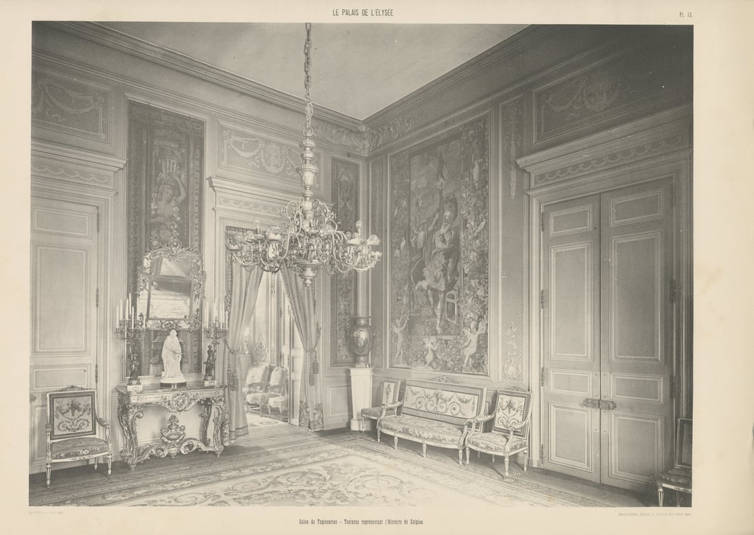 Photographie du salon des tapisseries, vers 1900
